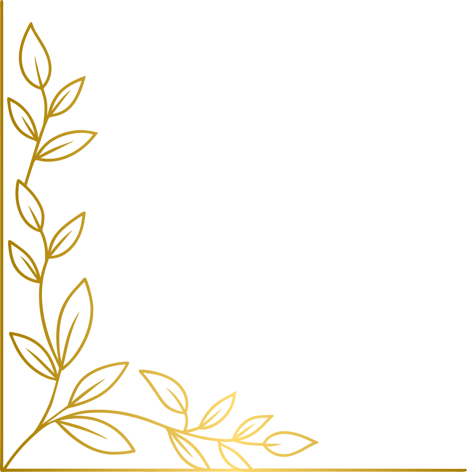 Golden leaves border corner frame